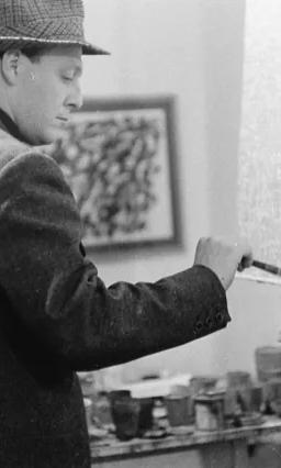 Piero Dorazio in his Via di Ripetta studio, 1960
