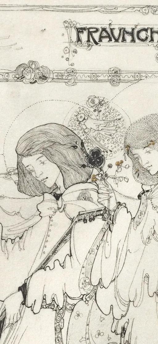 Jessie M. King, Fraunchyse (detail), c.1907, illustration of two women