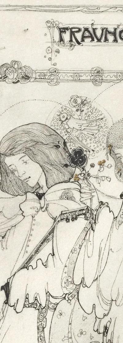 Jessie M. King, Fraunchyse (detail), c.1907, illustration of two women