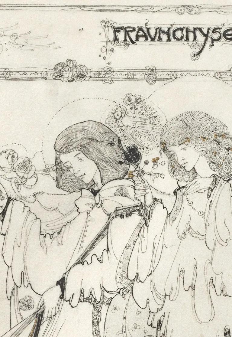 Jessie M. King, Fraunchyse (detail), c.1907, illustration of two women
