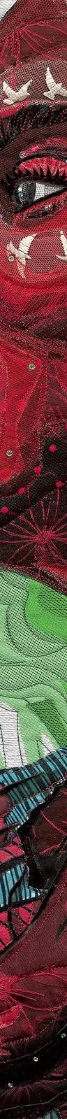 Bisa Butler, Coco with Morning Glories (detail), 2024, quilted and appliquéd textiles