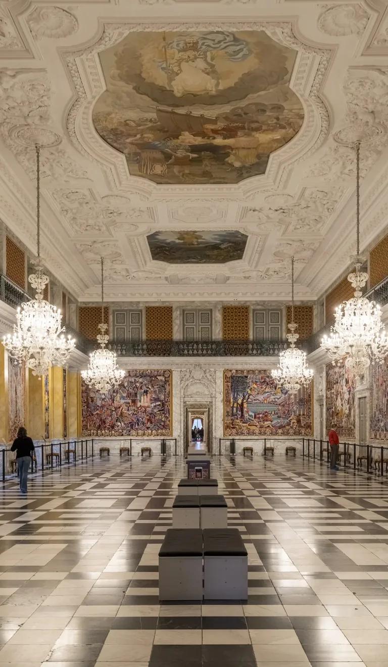 The Great Hall at Christiansborg Palace with Bjørn Nørgaard's tapestries