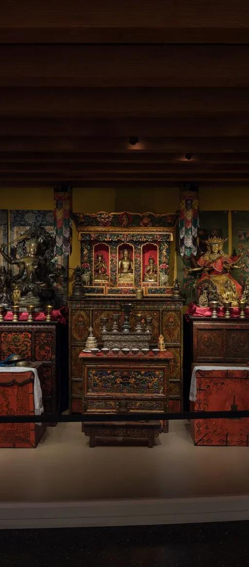 The Rubin Museum Tibetan Buddhist Shrine Room installed at the Brooklyn Museum