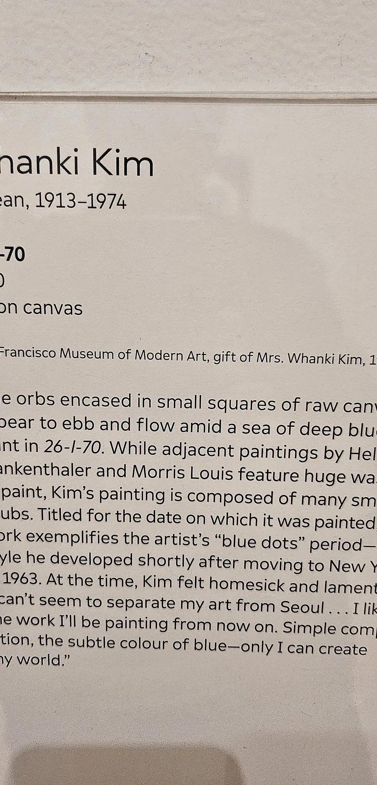 Kim Whanki, 26-I-70 (1970), a dot-abstraction oil painting from his New York period