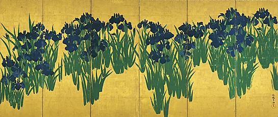 "Irises" folding screen by Ogata Korin, Nezu Museum collection