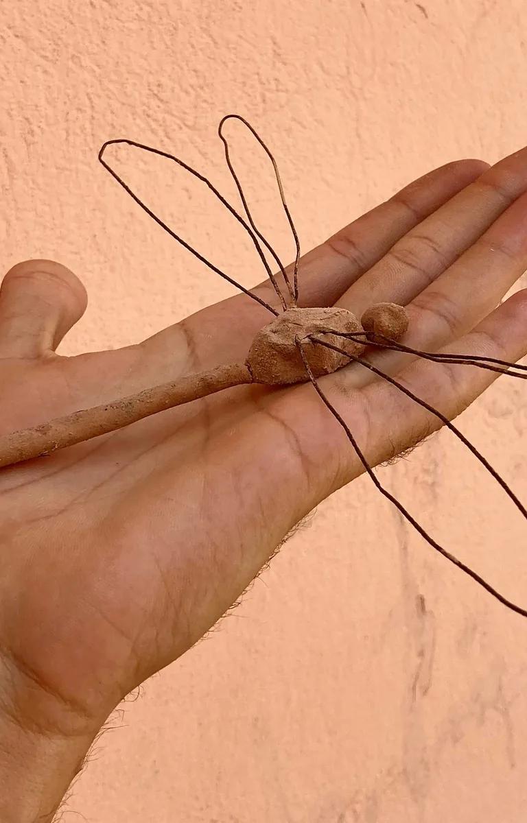 Mohammad Alfaraj, A dragonfly of clay and wire, 2022