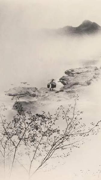 Long Chin-San, Riverside Spring (1942), a pictorialist photograph