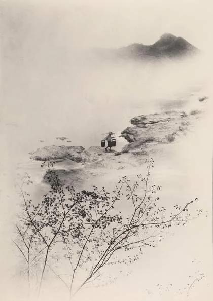 Long Chin-San, Riverside Spring (1942), a pictorialist photograph