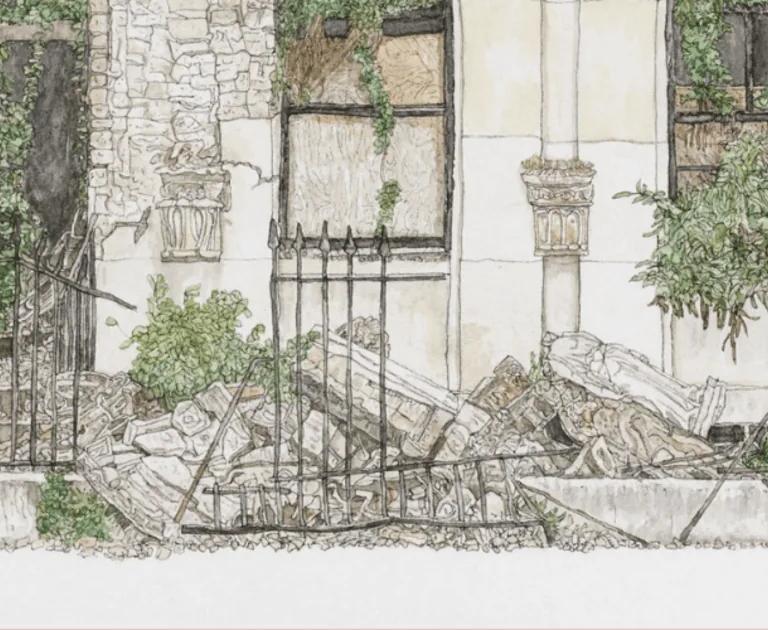 Michael Landy's watercolour of Sir John Soane's Museum imagined as a ruin