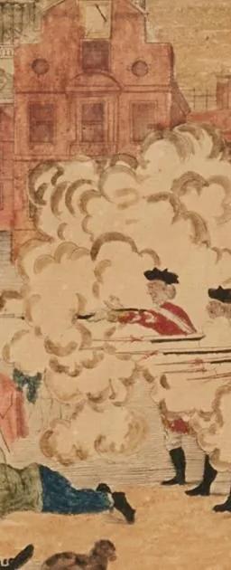 Detail of Paul Revere's 1770 engraving 'The Bloody Massacre Perpetrated in King Street, Boston', shown in the exhibit