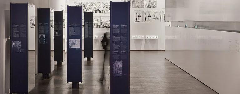 Installation view of the permanent exhibition Voices_Places_Times at the Jewish Museum Munich