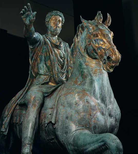 Original gilded-bronze equestrian statue of Marcus Aurelius at the Capitoline Museums