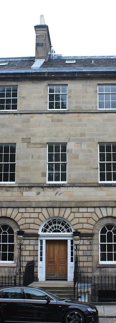 The Robert Adam facade of 7, 8 and 9 Charlotte Square, Edinburgh, home of the Georgian House