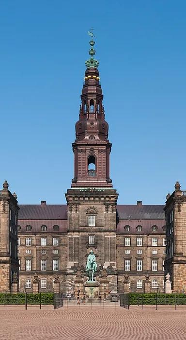 Christiansborg Palace on Slotsholmen, Copenhagen, with its tower