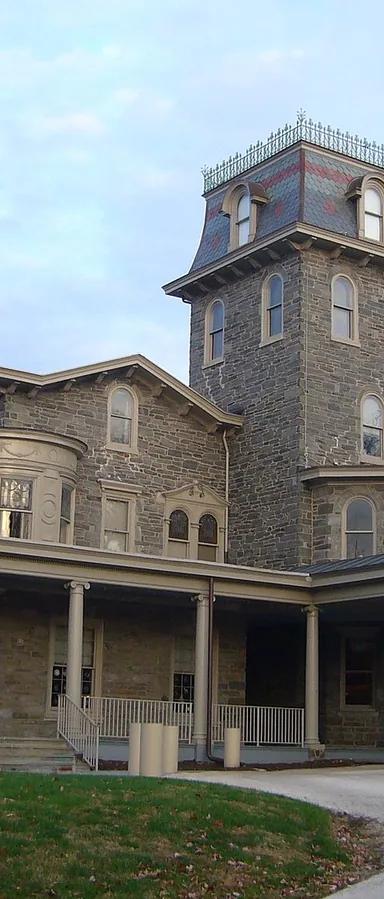 The stone Victorian mansion housing Woodmere Art Museum in Chestnut Hill, Philadelphia