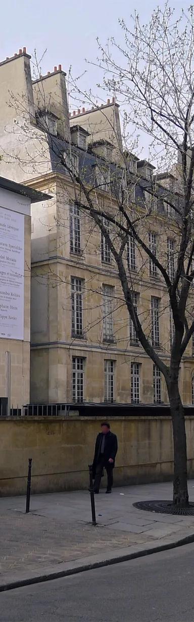 Entrance facade of the Maison Européenne de la Photographie on rue de Fourcy, Paris