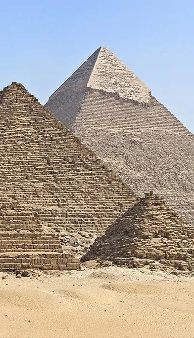 Panoramic view of the three main pyramids at Giza
