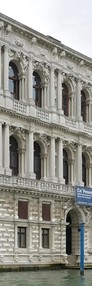 Baroque marble facade of Ca' Pesaro on the Grand Canal, Venice