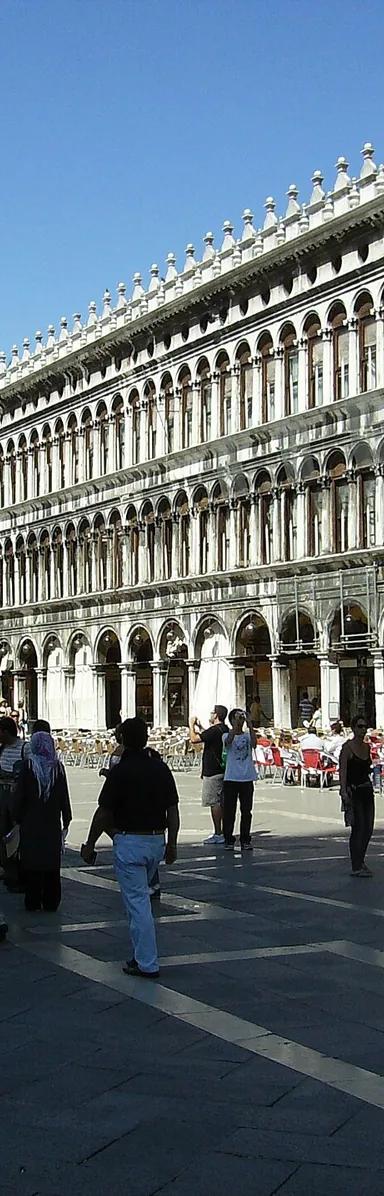 Arcaded facade of the Procuratie Nuove on Piazza San Marco, home of the Museo Archeologico Nazionale di Venezia
