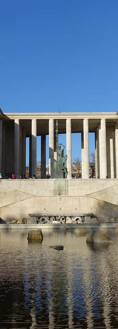 Art Deco facade and colonnade of the Palais de Tokyo in Paris