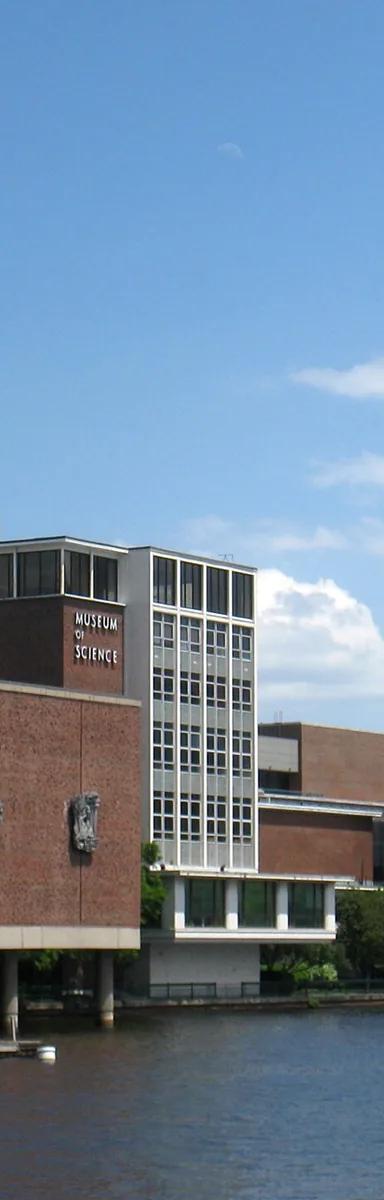Exterior of the Museum of Science, Boston, seen from across the Charles River Dam