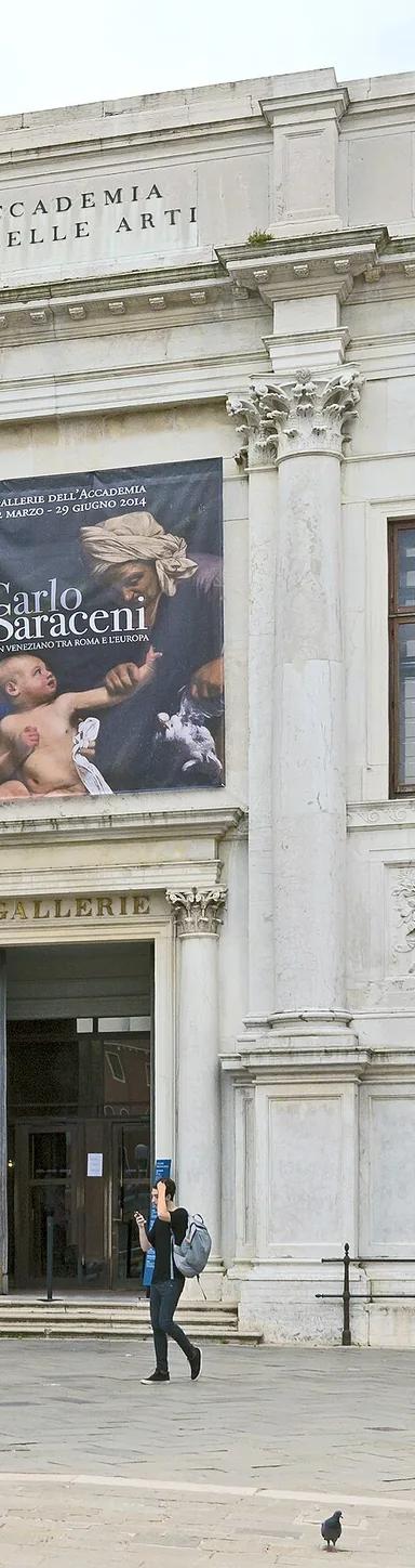 Façade of the Gallerie dell'Accademia, the former Scuola Grande della Carità, on Campo della Carità in Venice