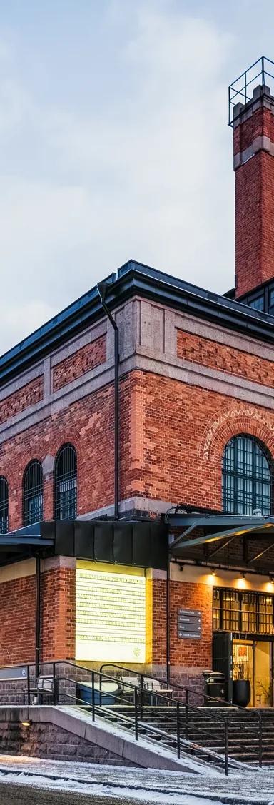Fotografiska's brick customs house building on the Stadsgården waterfront, Stockholm
