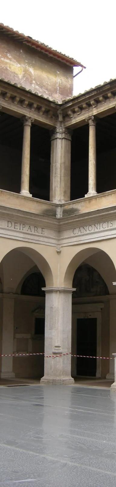 The two-storey Renaissance courtyard of the Chiostro del Bramante in Rome