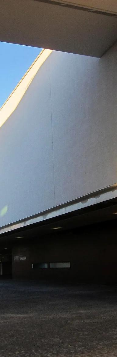 Exterior of the National Coach Museum building by Paulo Mendes da Rocha in Belém, Lisbon