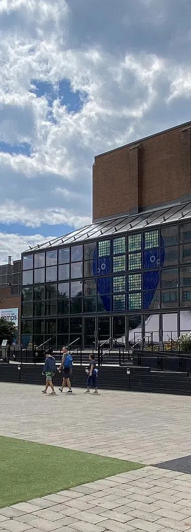 Exterior of The Power Plant gallery with its brick smokestack at Harbourfront Centre, Toronto