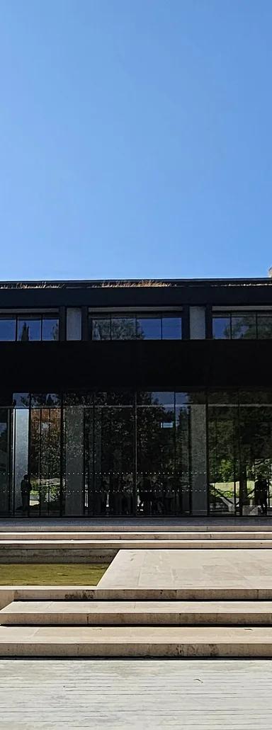 Entrance facade of the renovated Centro de Arte Moderna Gulbenkian in Lisbon