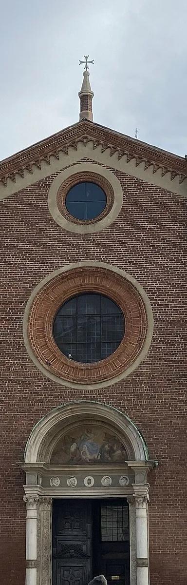 Facade of Santa Maria delle Grazie, Milan, whose refectory houses Leonardo's Last Supper