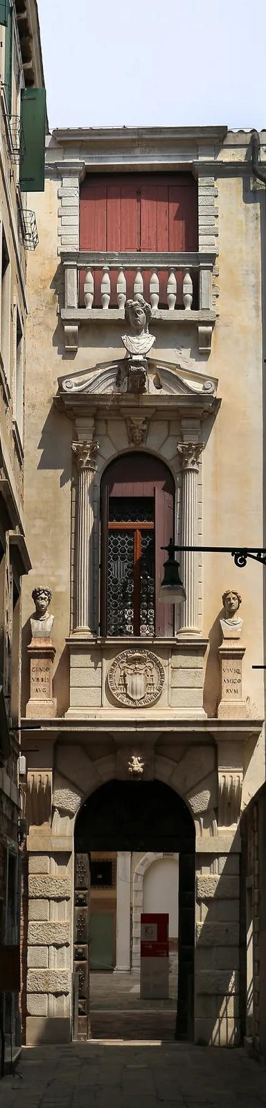 Renaissance entrance portal of Palazzo Grimani at Santa Maria Formosa, Venice, topped by three Roman busts