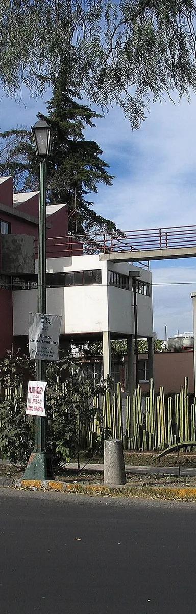 The red and blue functionalist house-studios of Diego Rivera and Frida Kahlo in San Ángel, Mexico City