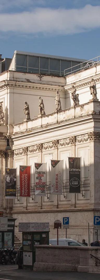 Neoclassical facade of the Palazzo delle Esposizioni on Via Nazionale, Rome