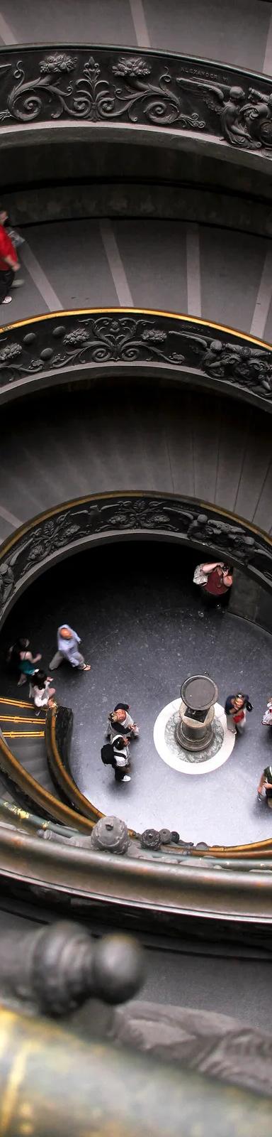 The spiral staircase designed by Giuseppe Momo in the Vatican Museums, Rome