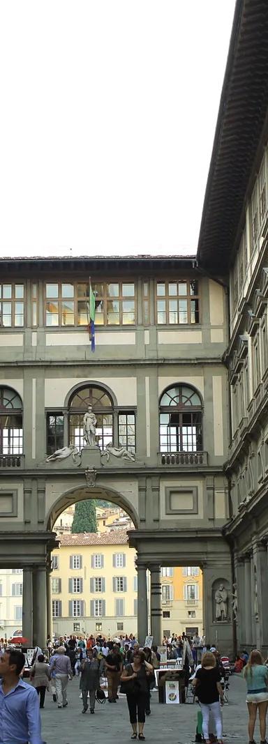 The Uffizi Gallery courtyard (Piazzale degli Uffizi) in Florence, Italy