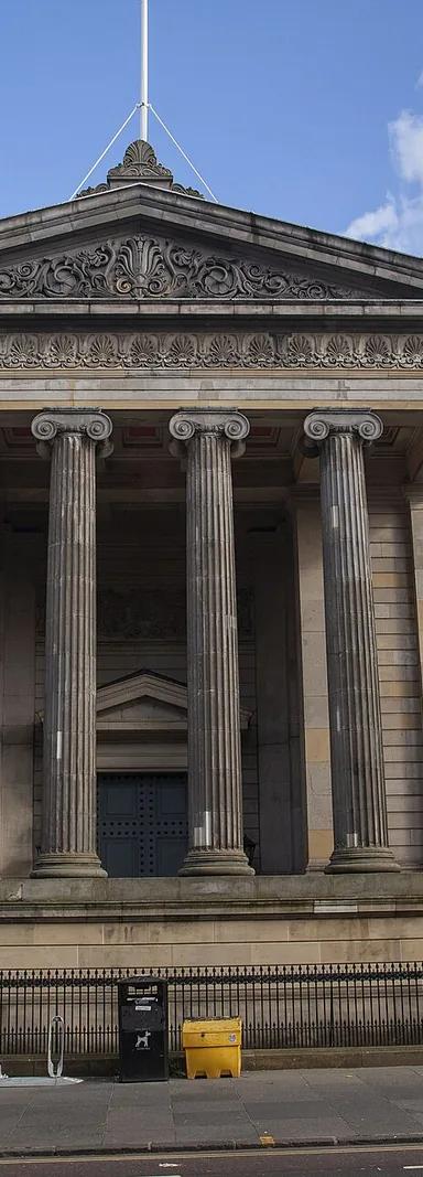 The neoclassical facade of Surgeons' Hall on Nicolson Street, Edinburgh, designed by William Henry Playfair