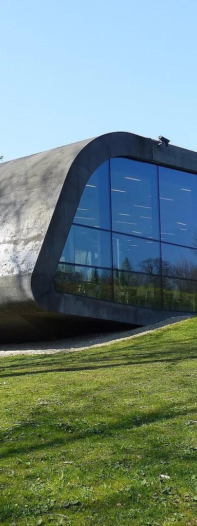 Zaha Hadid's black lava-concrete extension at Ordrupgaard, Charlottenlund