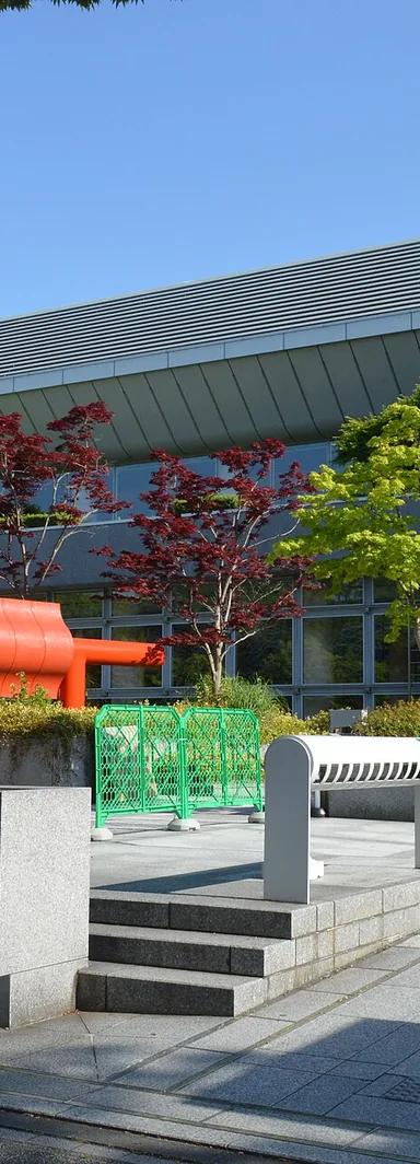 Exterior of the Miyako Messe exhibition hall in Okazaki, Kyoto, home of the Kyoto Museum of Crafts and Design
