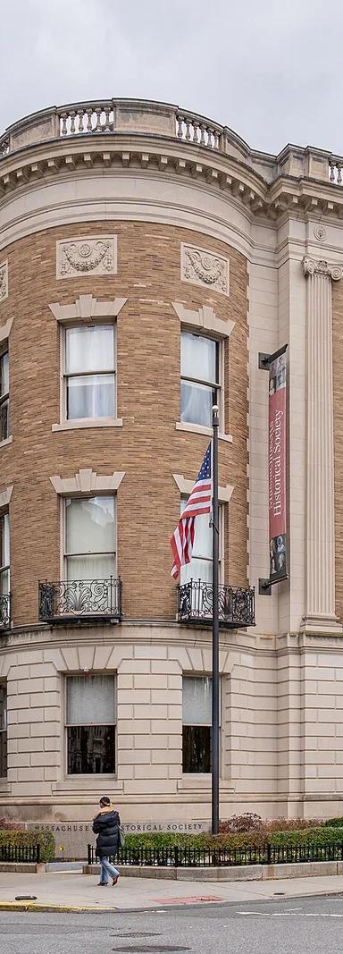 The brick Colonial Revival building of the Massachusetts Historical Society at 1154 Boylston Street, Boston
