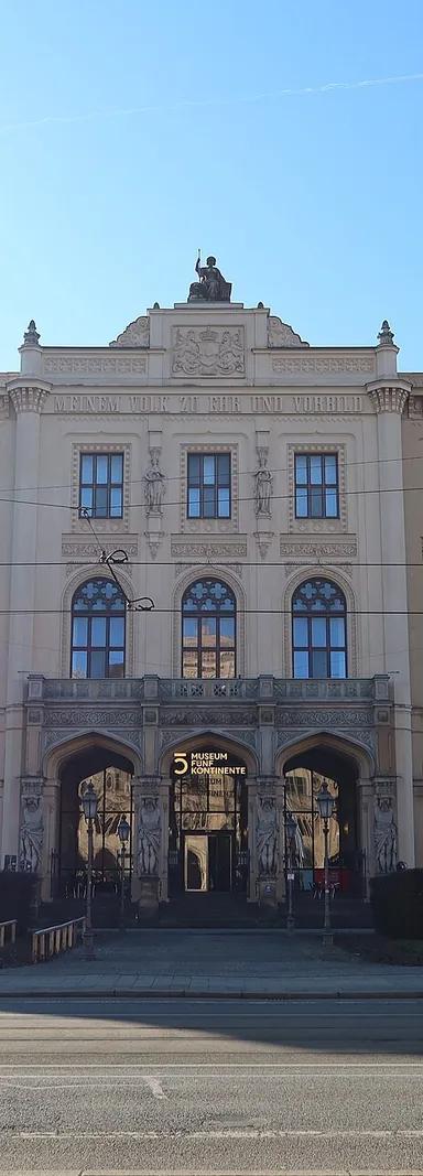 Exterior facade of Museum Fünf Kontinente on Maximilianstraße, Munich