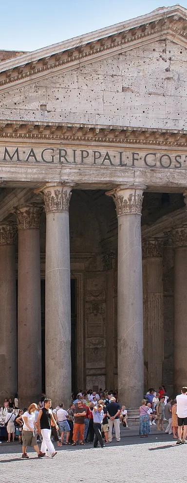 Front facade of the Pantheon in Rome
