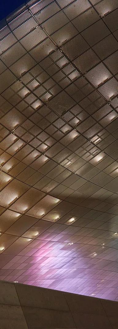 Curved aluminum-clad exterior of the Dongdaemun Design Plaza in Seoul