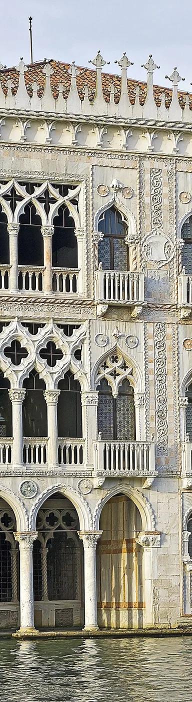 The Gothic marble façade of the Ca' d'Oro on the Grand Canal, Venice
