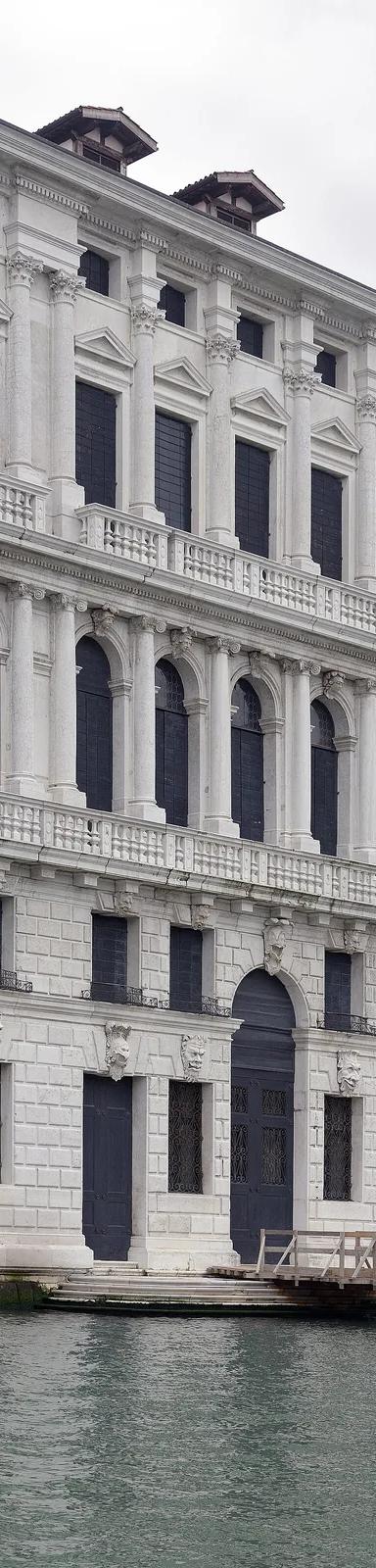 Istrian-stone facade of Ca' Corner della Regina on the Grand Canal, Venice