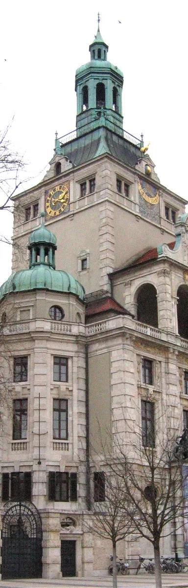 Exterior of the historicist Bayerisches Nationalmuseum building on Prinzregentenstraße in Munich