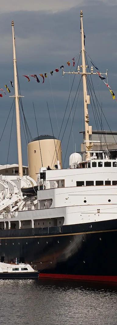 The former Royal Yacht Britannia berthed at Ocean Terminal in Leith, Edinburgh