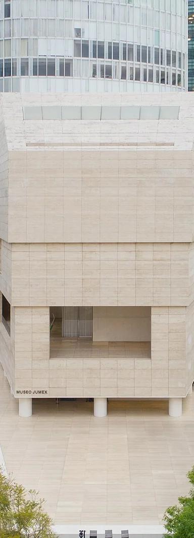 Aerial view of the Museo Jumex building by David Chipperfield in Nuevo Polanco, Mexico City