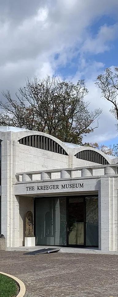 Exterior of The Kreeger Museum, Philip Johnson's travertine building on Foxhall Road NW, Washington, DC